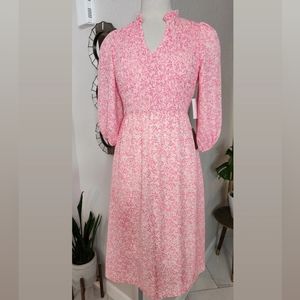NWT Floral print gathered long sleeve dress